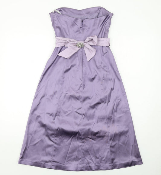 Coast Womens Purple Colourblock Acetate Ball Gown Size 8 Off the Shoulder Zip