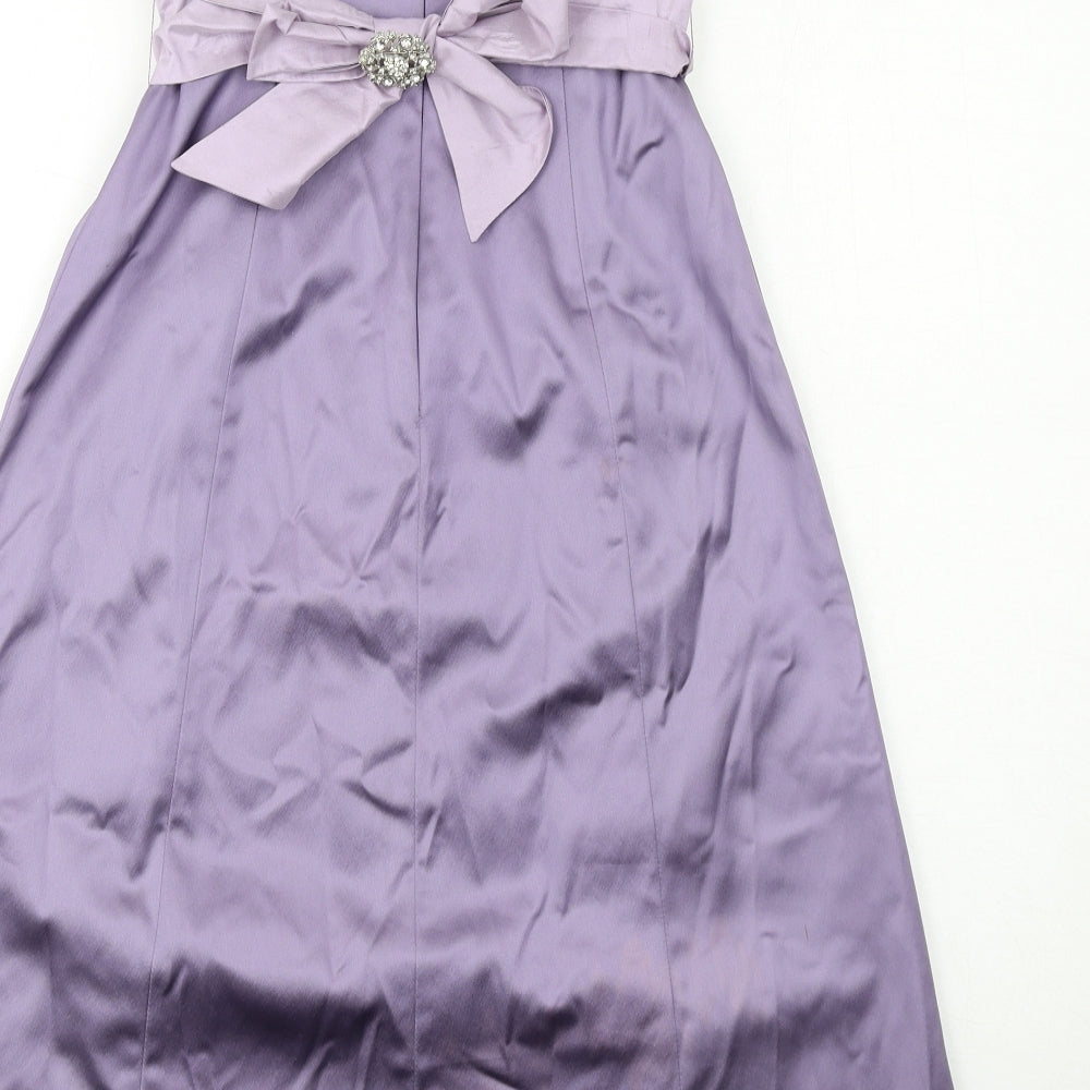 Coast Womens Purple Colourblock Acetate Ball Gown Size 8 Off the Shoulder Zip