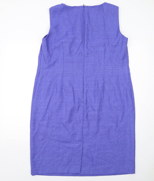 Leslie Fay Womens Blue Polyester A-Line Size 16 Round Neck Zip