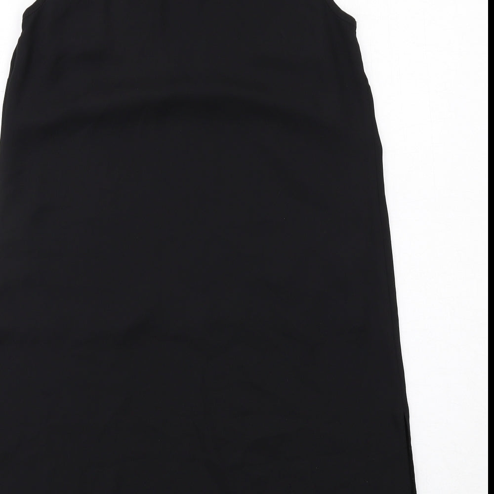 Dorothy Perkins Womens Black Polyester Shift Size 8 Round Neck Hook & Eye