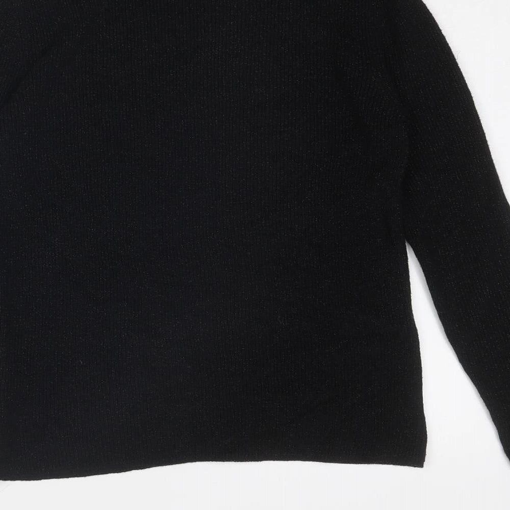 b.young Womens Black Mock Neck Cotton Pullover Jumper Size S