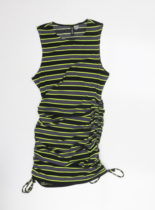 Divided by H&M Womens Black Striped Polyester Tank Dress Size S Round Neck Pullover