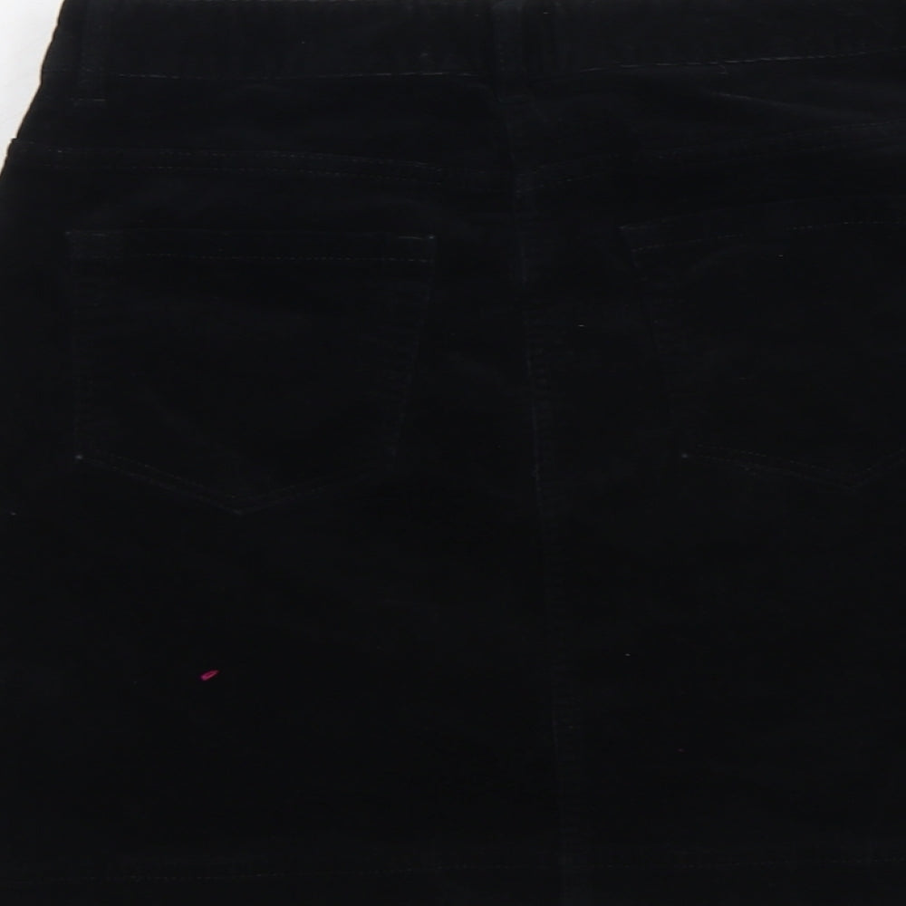 Marks and Spencer Womens Black Cotton A-Line Skirt Size 8 Button