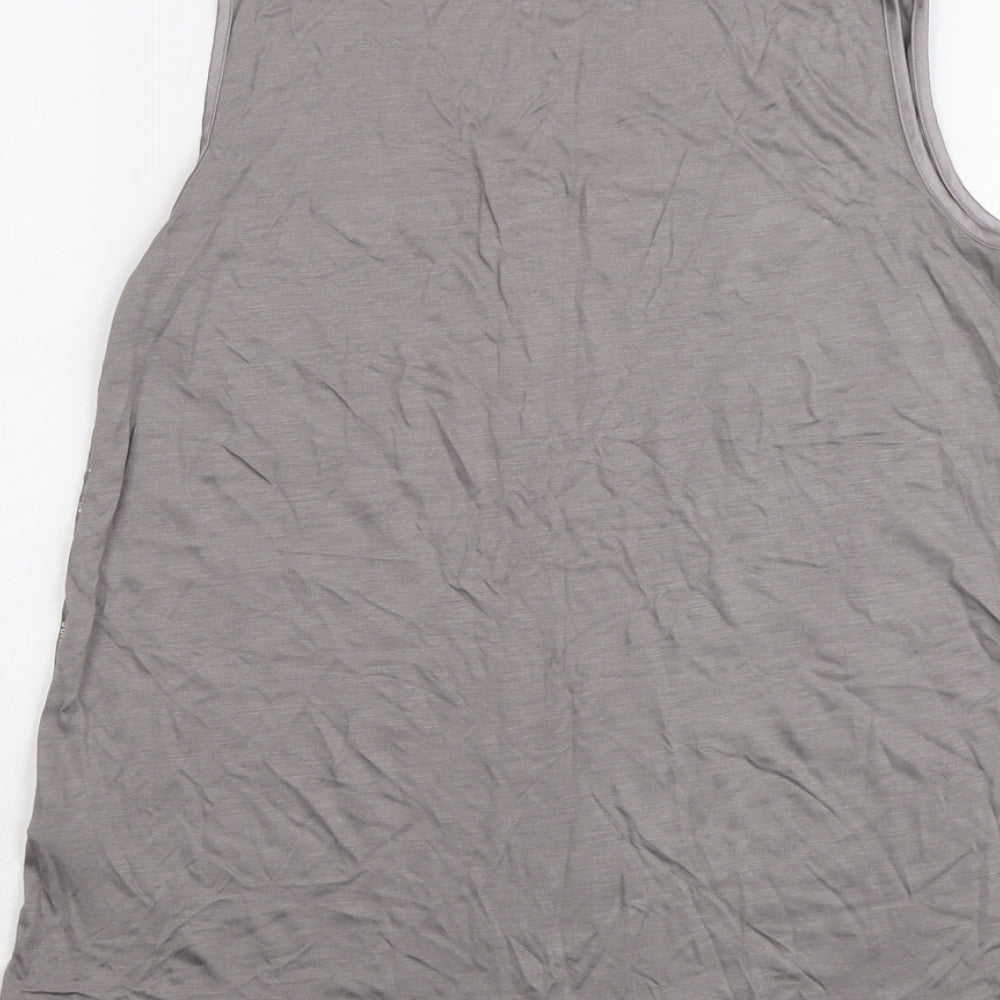 Autograph Womens Grey Geometric Viscose Basic Tank Size 10 Scoop Neck