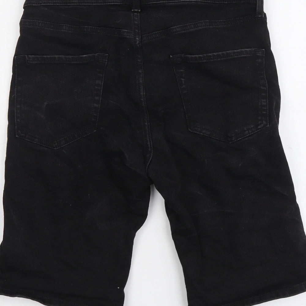 Topman Mens Black Cotton Chino Shorts Size 28 in L10 in Regular Button