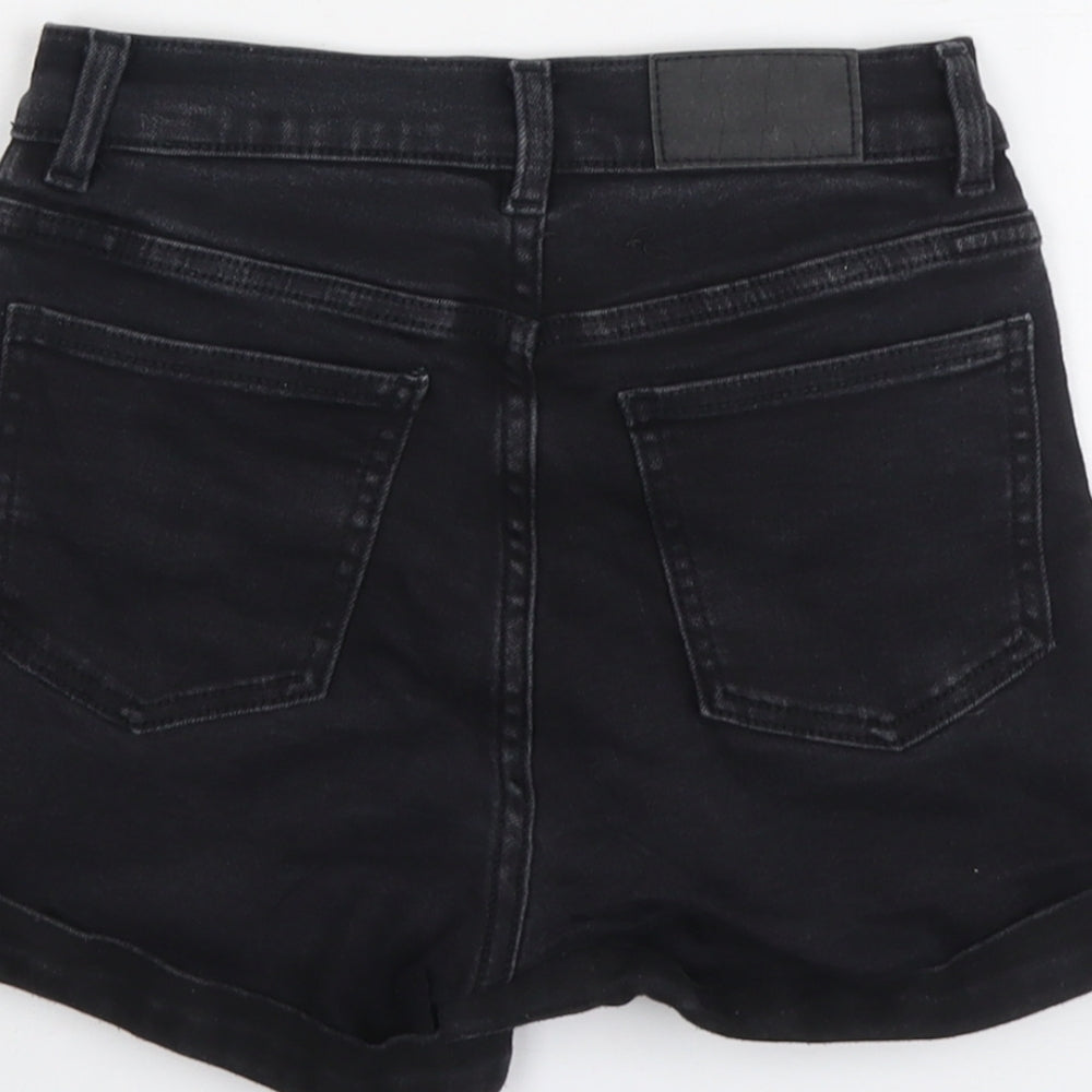 Monki Womens Black Cotton Hot Pants Shorts Size 24 in L3 in Regular Button
