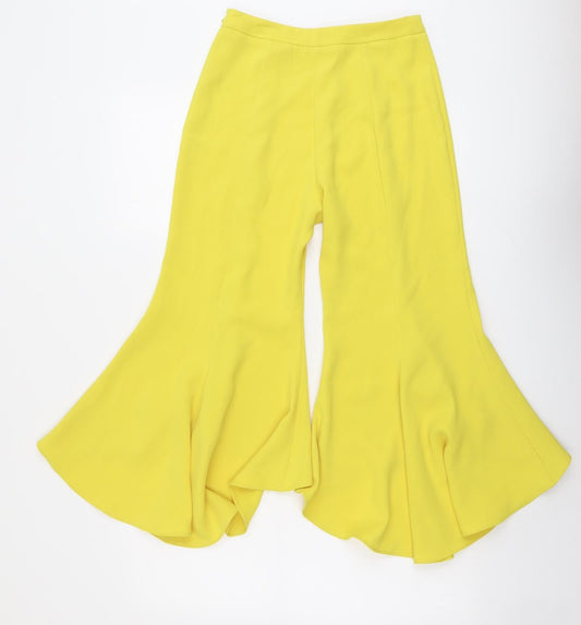 River Island Womens Yellow Polyester Trousers Size 6 L21 in Regular Zip