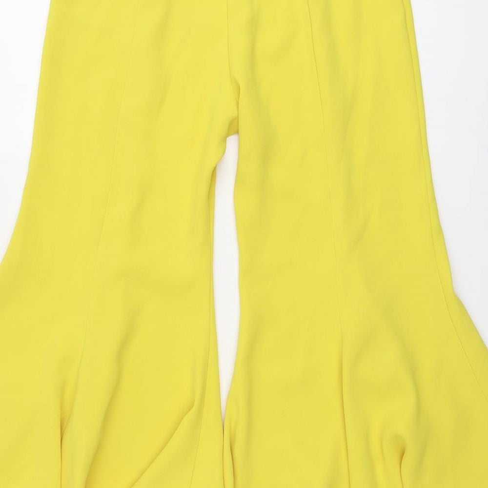 River Island Womens Yellow Polyester Trousers Size 6 L21 in Regular Zip