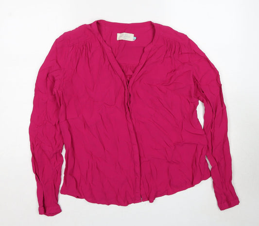 Womens UK Size 14 John Lewis Pink Basic Button-Up