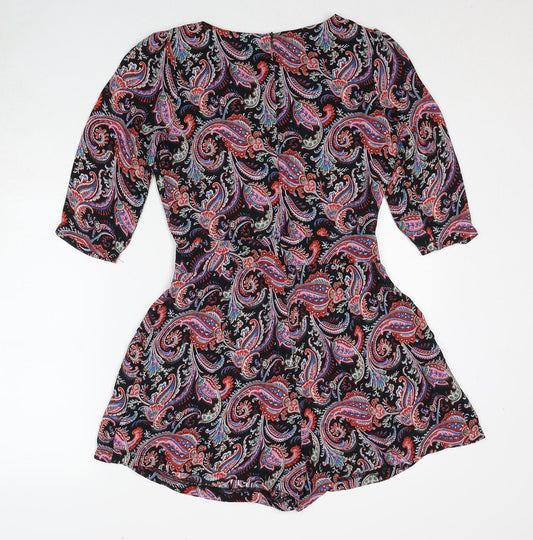 Boohoo Womens Multicoloured Paisley Polyester Playsuit One-Piece Size 8 Zip