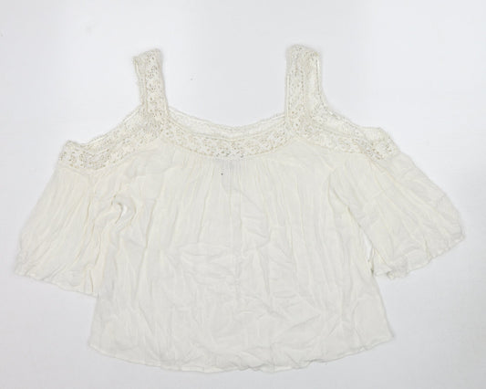 Womens UK Size 12 New Look White Basic Blouse