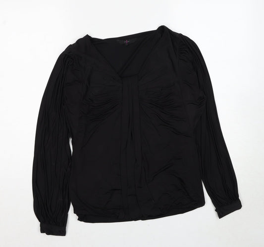 Womens UK Size 10 Debenhams Black Basic Blouse