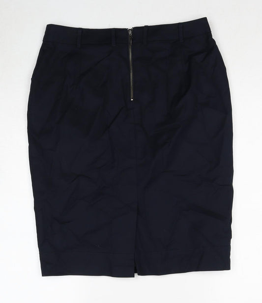Autograph Womens Black Cotton Straight & Pencil Skirt Size 12 Zip