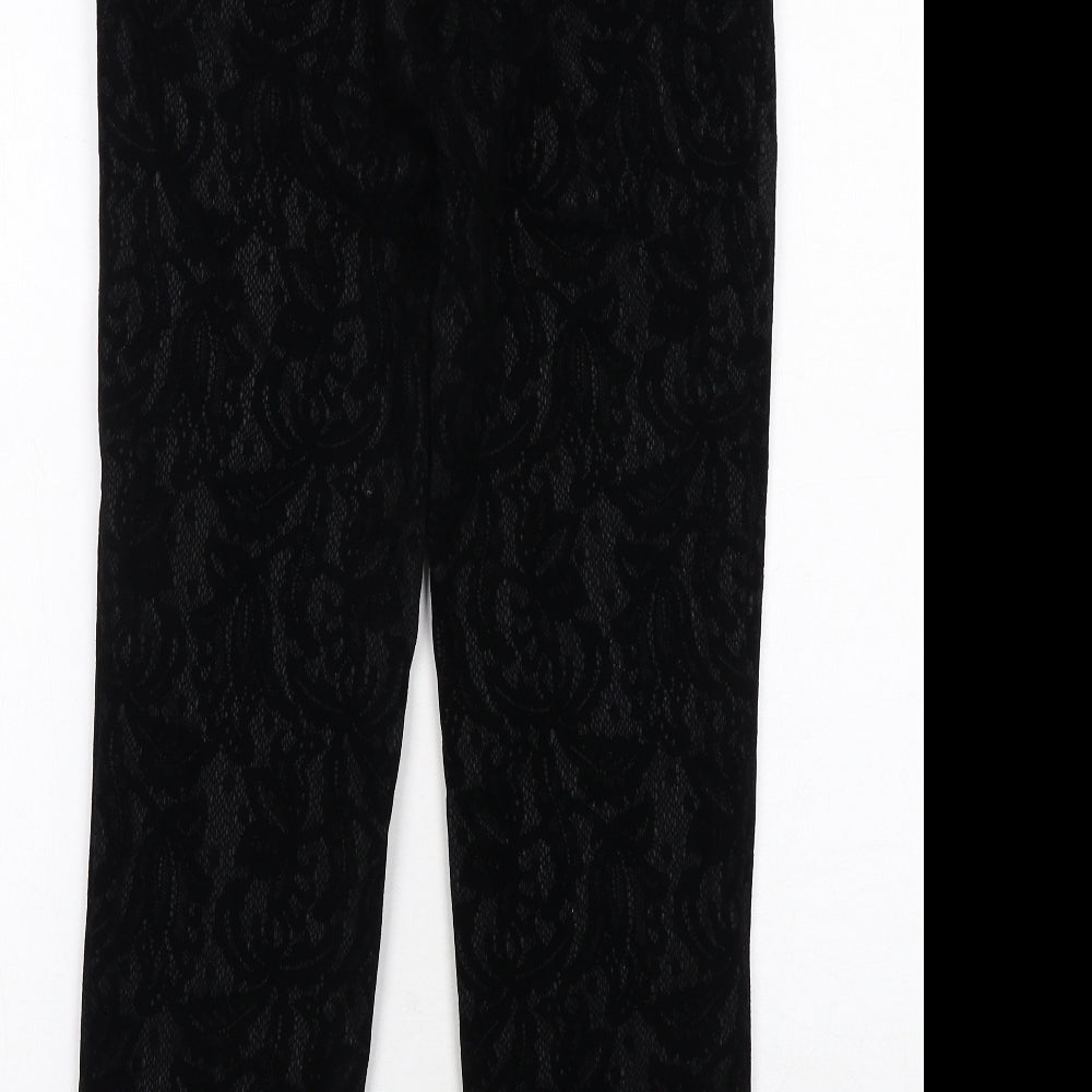 Coast Womens Black Paisley Polyamide Trousers Size 8 Regular Zip