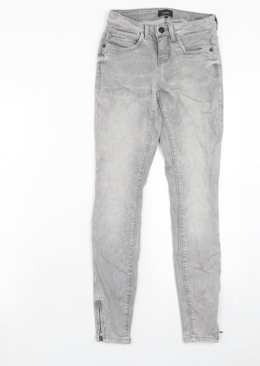 Additional front view of Only women’s grey cotton skinny jeans, size UK 25, in, 32-inch leg regular zip