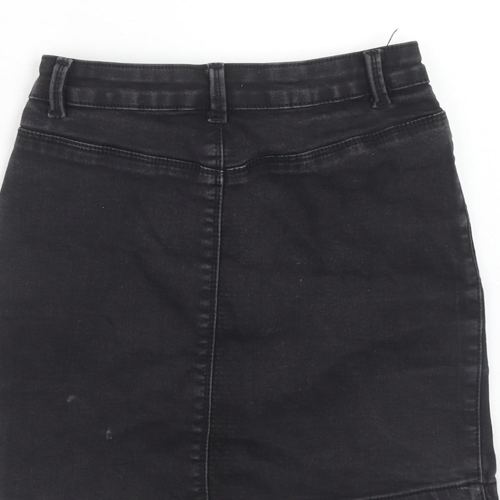 Missguided Womens Black Cotton Mini Skirt Size 8 Zip