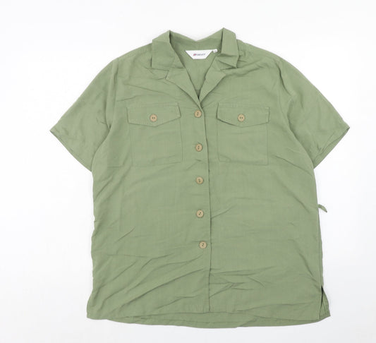 Womens UK Size 16 Damart Green Basic Button-Up