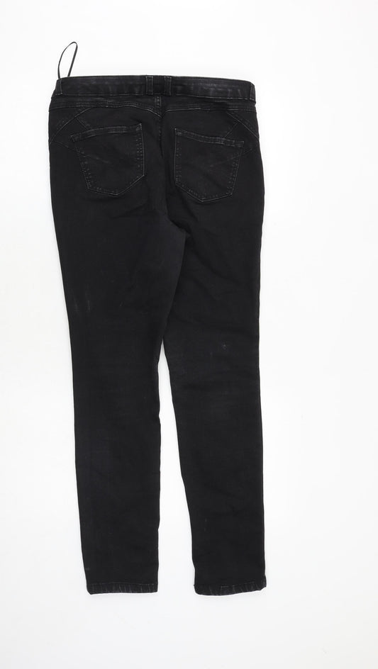 Per Una Womens Black Cotton Skinny Jeans Size 10 Slim Zip