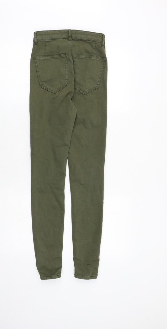 Zara Womens Green Cotton Skinny Jeans Size 6 Slim Zip