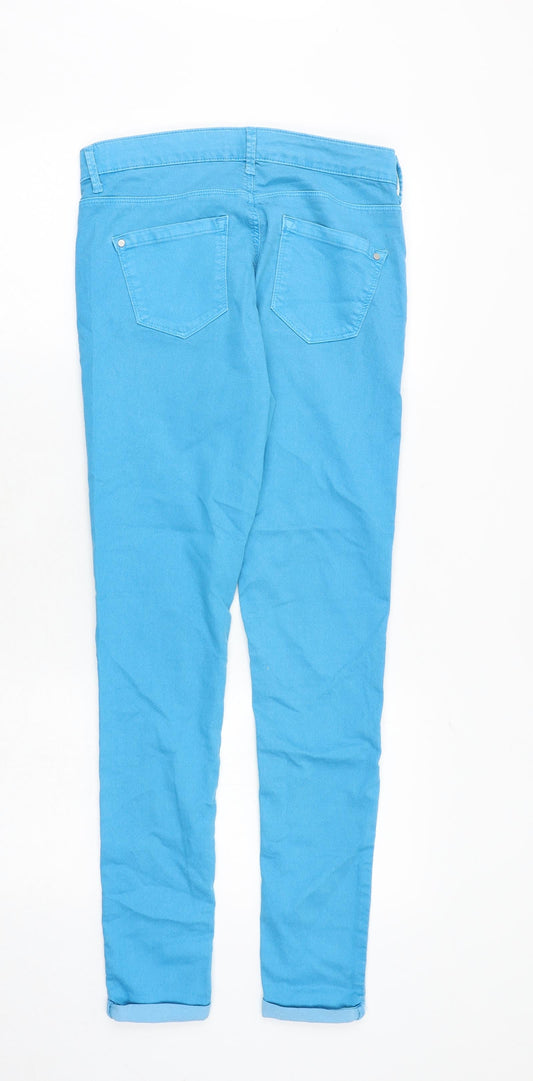 Topshop Womens Blue Cotton Skinny Jeans Size 28 in Slim Zip
