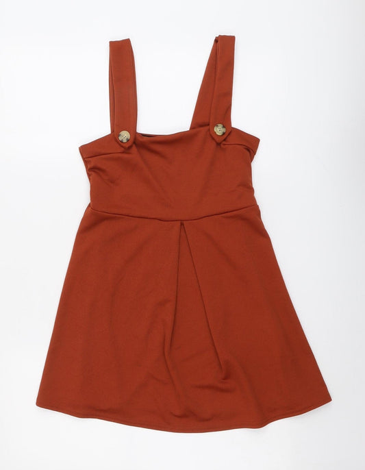Additional front view of I SAW IT FIRST women’s brown polyester a-line, size UK 6, square neck pullover