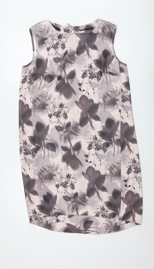 NEXT Womens Pink Geometric Polyester Tank Dress Size 12 Round Neck Zip