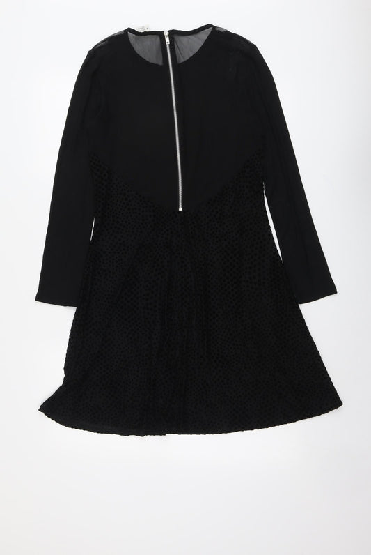 Cooperative Womens Black Nylon Trapeze & Swing Size M Round Neck Zip