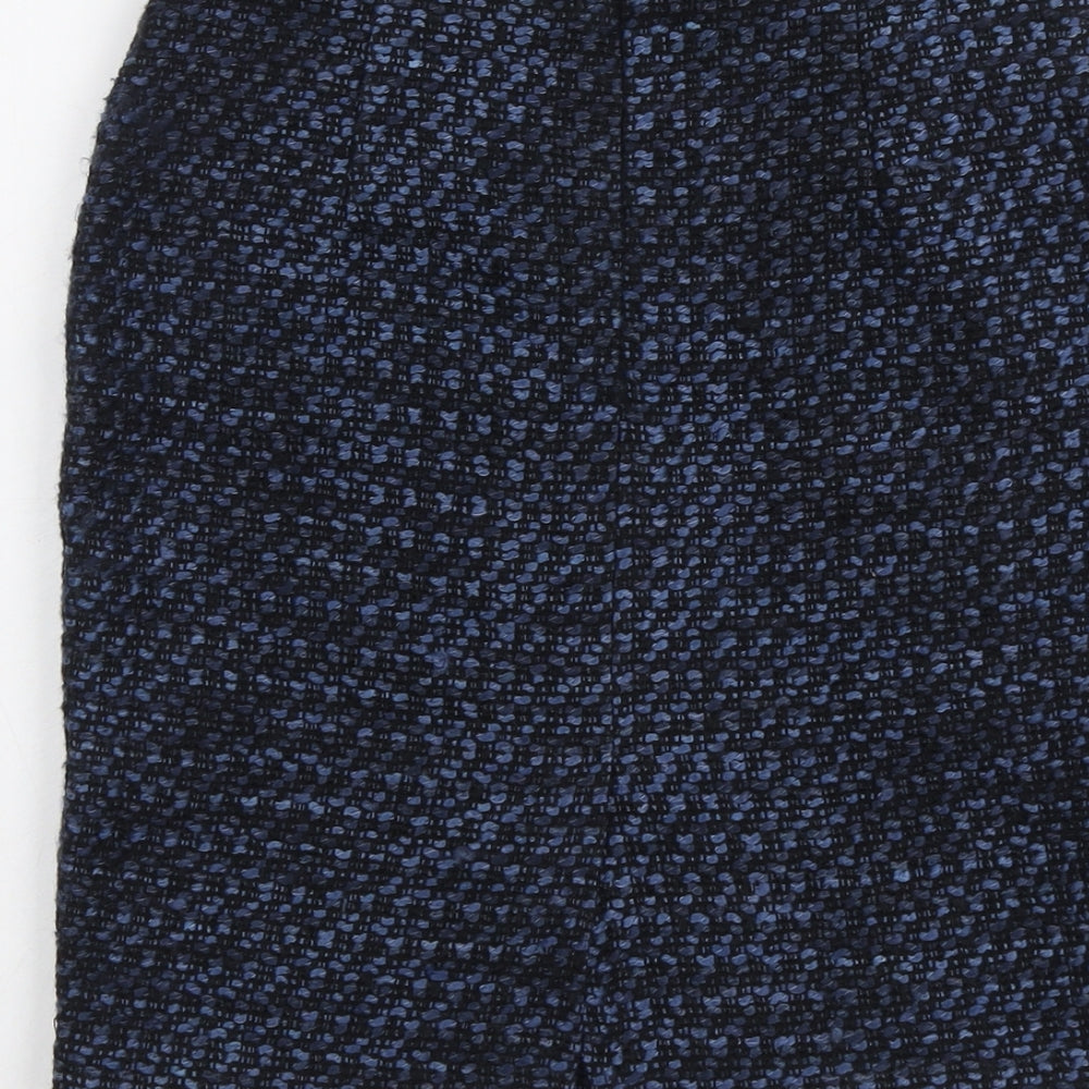 M&Co Womens Blue Geometric Polyester A-Line Skirt Size 8 Zip