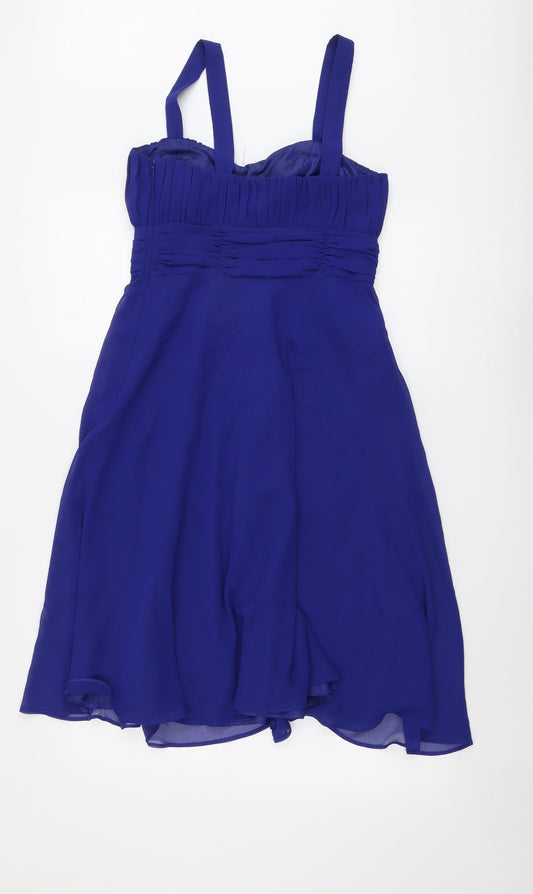 Debut Womens Blue Polyester Fit & Flare Size 8 Sweetheart Zip