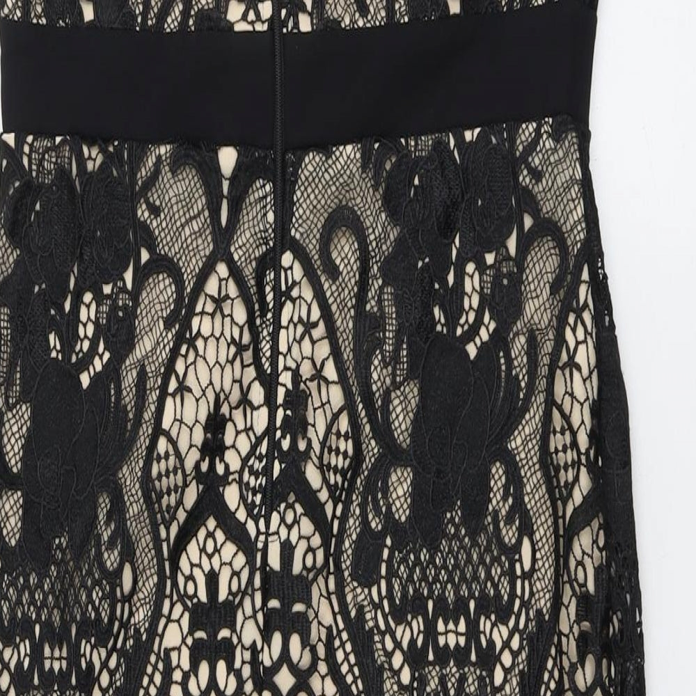 Paper Dolls Womens Black Geometric Polyester A-Line Size 12 Off the Shoulder Zip