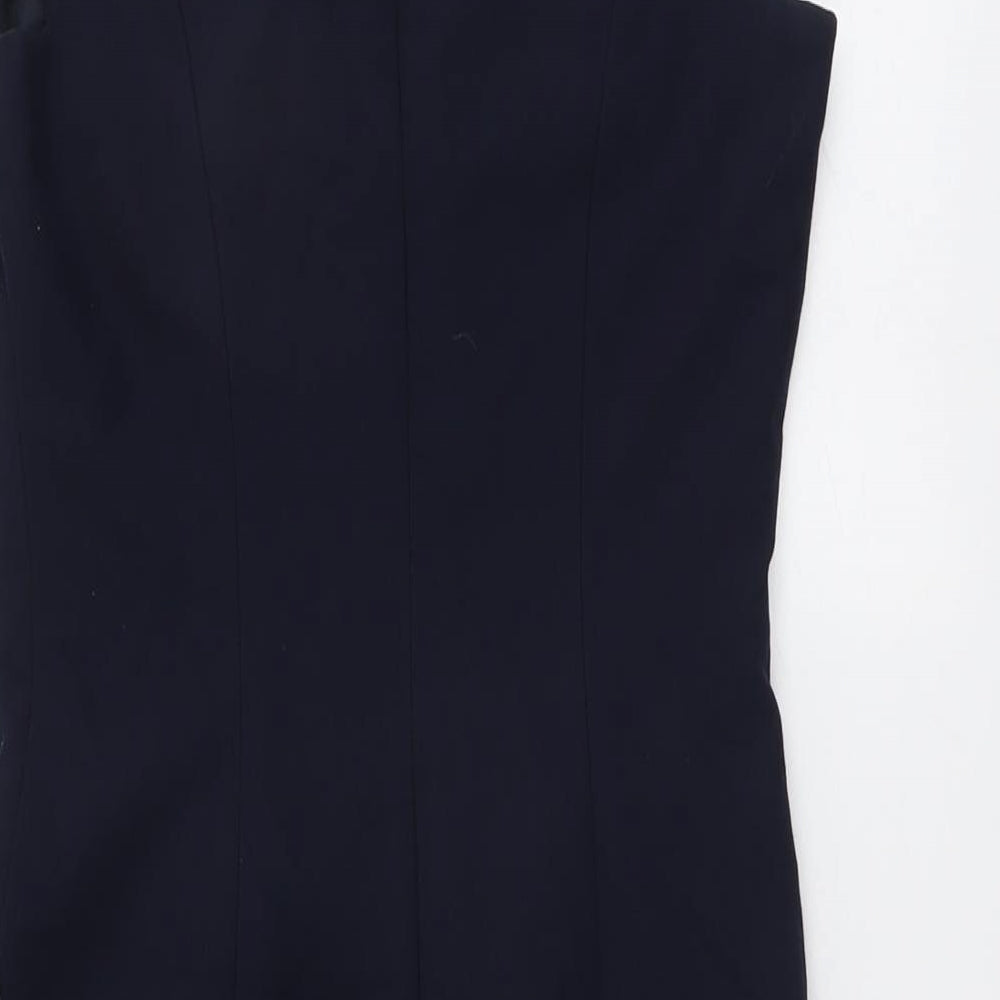 NEXT Womens Blue Polyester Shift Size 6 Round Neck Zip