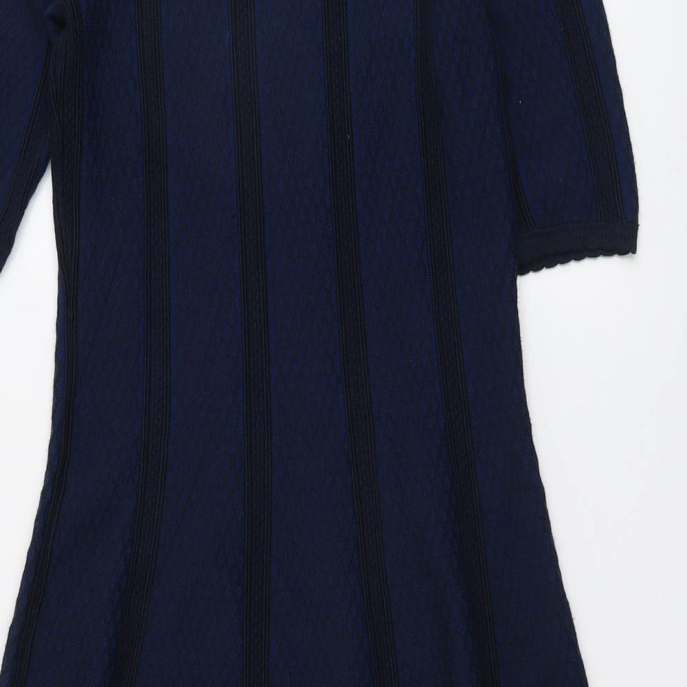 Gubby Style Womens Blue Viscose Fit & Flare Size M Round Neck Pullover