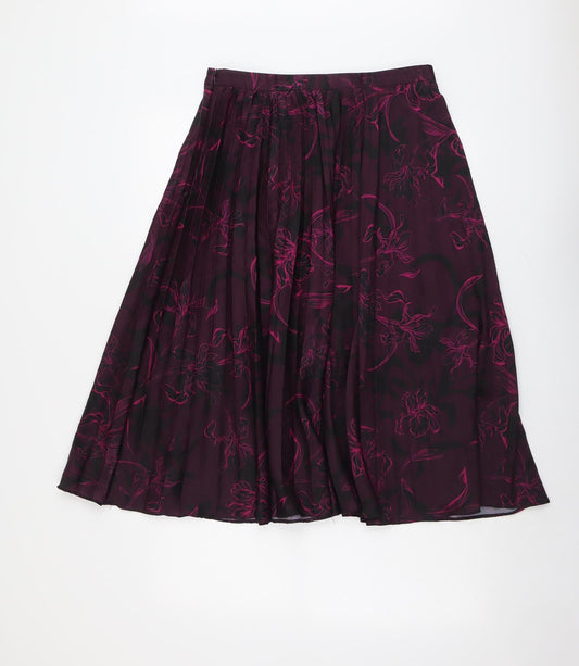 Fenn Wright Manson Womens Purple Geometric Polyester Pleated Skirt Size 12 Zip