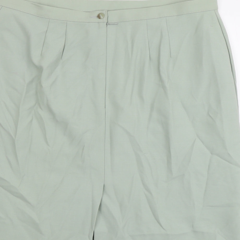 Marks and Spencer Womens Green Wool A-Line Skirt Size 20 Zip