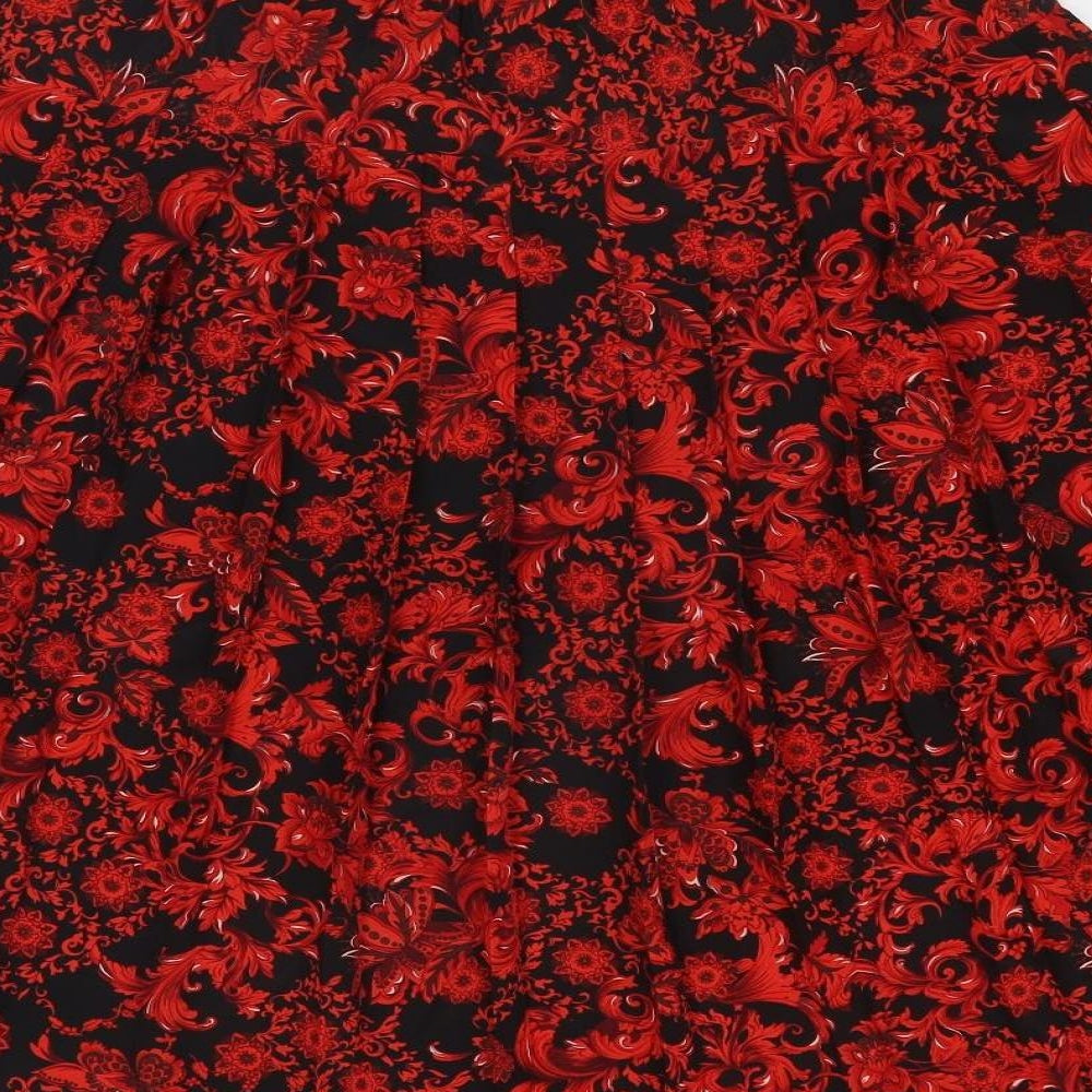 Ottima Womens Red Geometric Polyester Pleated Skirt Size 30 in