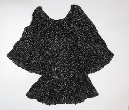 Monsoon Womens Black Geometric Polyester Trapeze & Swing Size 16 Round Neck Pullover