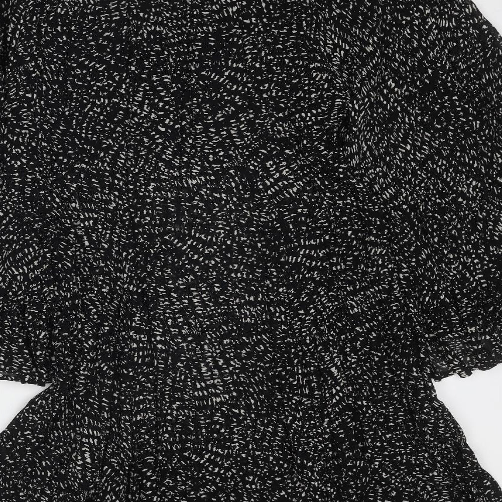 Monsoon Womens Black Geometric Polyester Trapeze & Swing Size 16 Round Neck Pullover