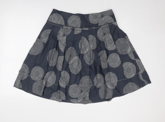 Marks and Spencer Womens Grey Geometric Polyester A-Line Skirt Size 34 in Zip