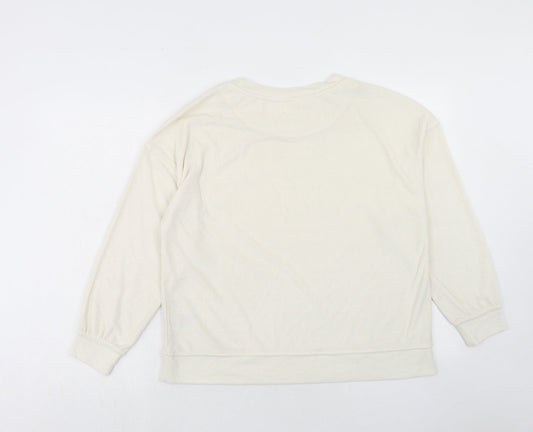 H&M Womens Ivory Polyester Pullover Sweatshirt Size S Pullover