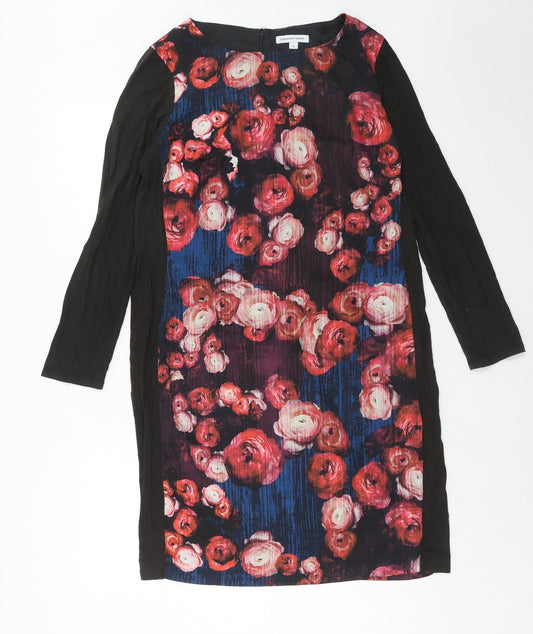 Fenn Wright Manson Womens Pink Floral Polyester A-Line Size 14 Round Neck Zip
