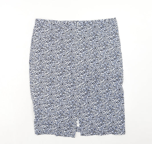 Per Una Womens Blue Geometric Polyester A-Line Skirt Size 16 Zip