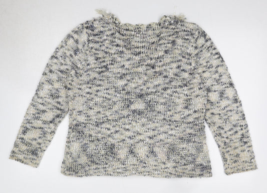 Frank Saul Womens Blue V-Neck Polyester Cardigan Jumper Size M