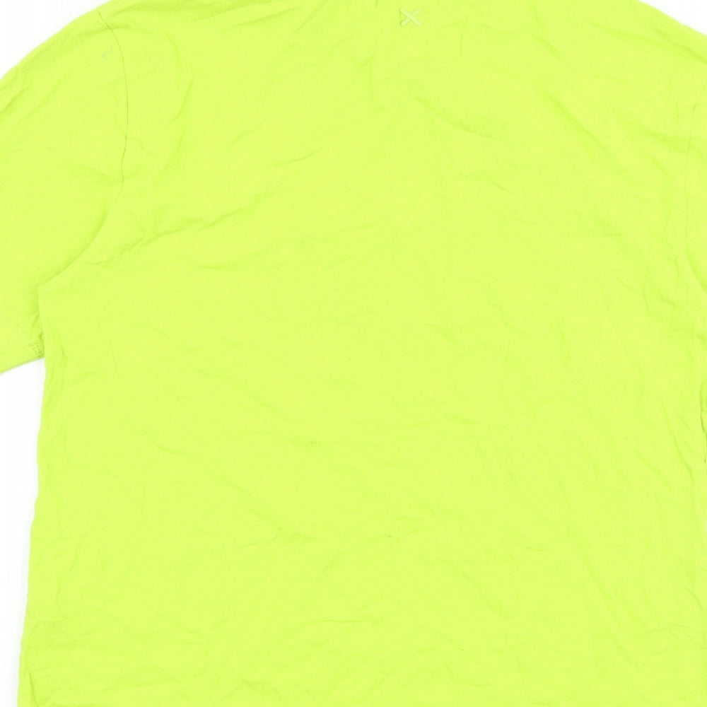 COLLUSION Womens Green 100% Cotton Basic T-Shirt Size 2XS Mock Neck