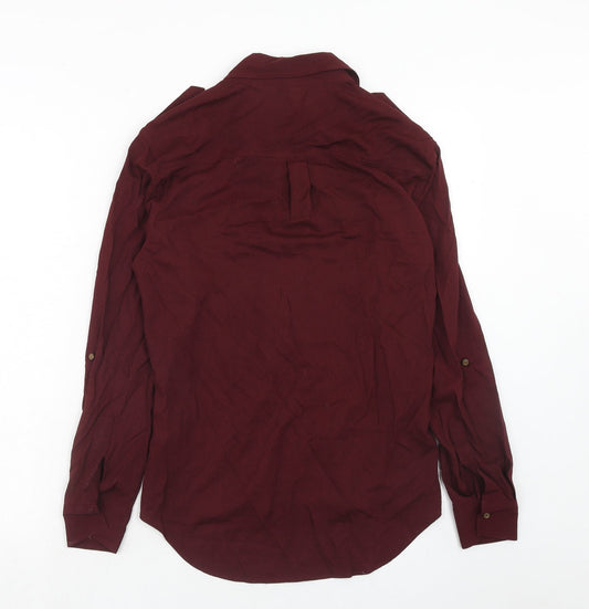 Womens UK Size 8 NEXT Red Basic Button-Up