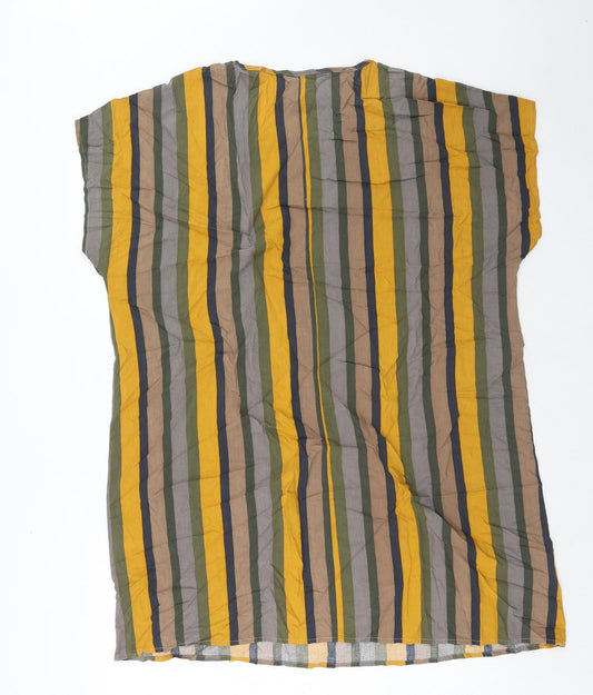 Emery Rose Womens Multicoloured Striped Viscose T-Shirt Dress Size 2XL Boat Neck Pullover