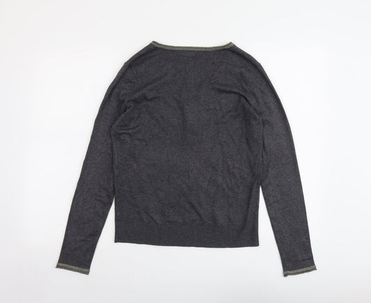La Redoute Womens Grey V-Neck Viscose Pullover Jumper Size 10