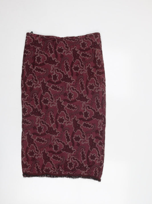 Anthology Womens Red Geometric Polyester A-Line Skirt Size 10 Zip