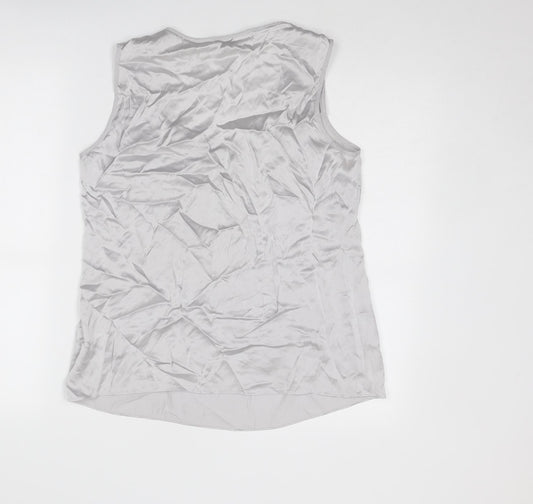 Back view of Autograph women’s silver polyester basic tank, size UK 14, round neck