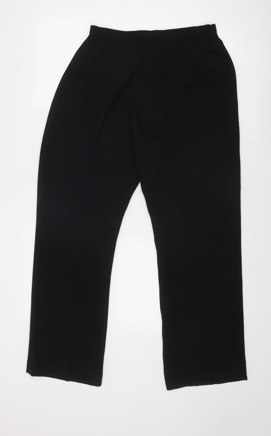 St Bernard Womens Black Polyester Chino Trousers Size 14 Regular Zip