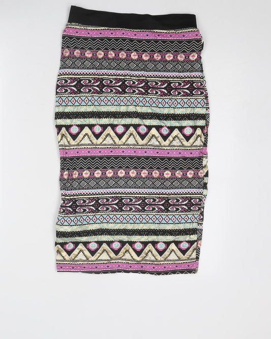 Cameo Rose Womens Multicoloured Geometric Viscose A-Line Skirt Size 26 in